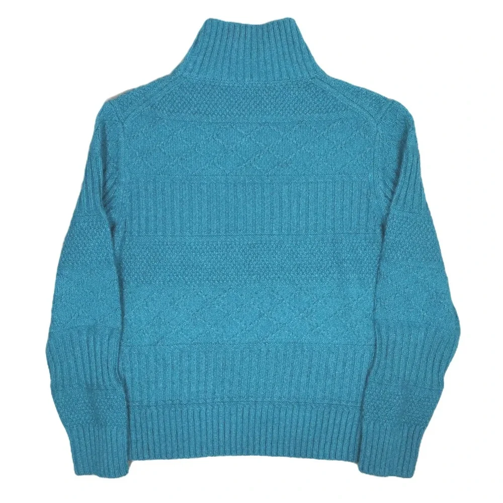 Todd Snyder New York Teal Blue Wool Blend Cable Knit Mock Neck Sweater‎ M